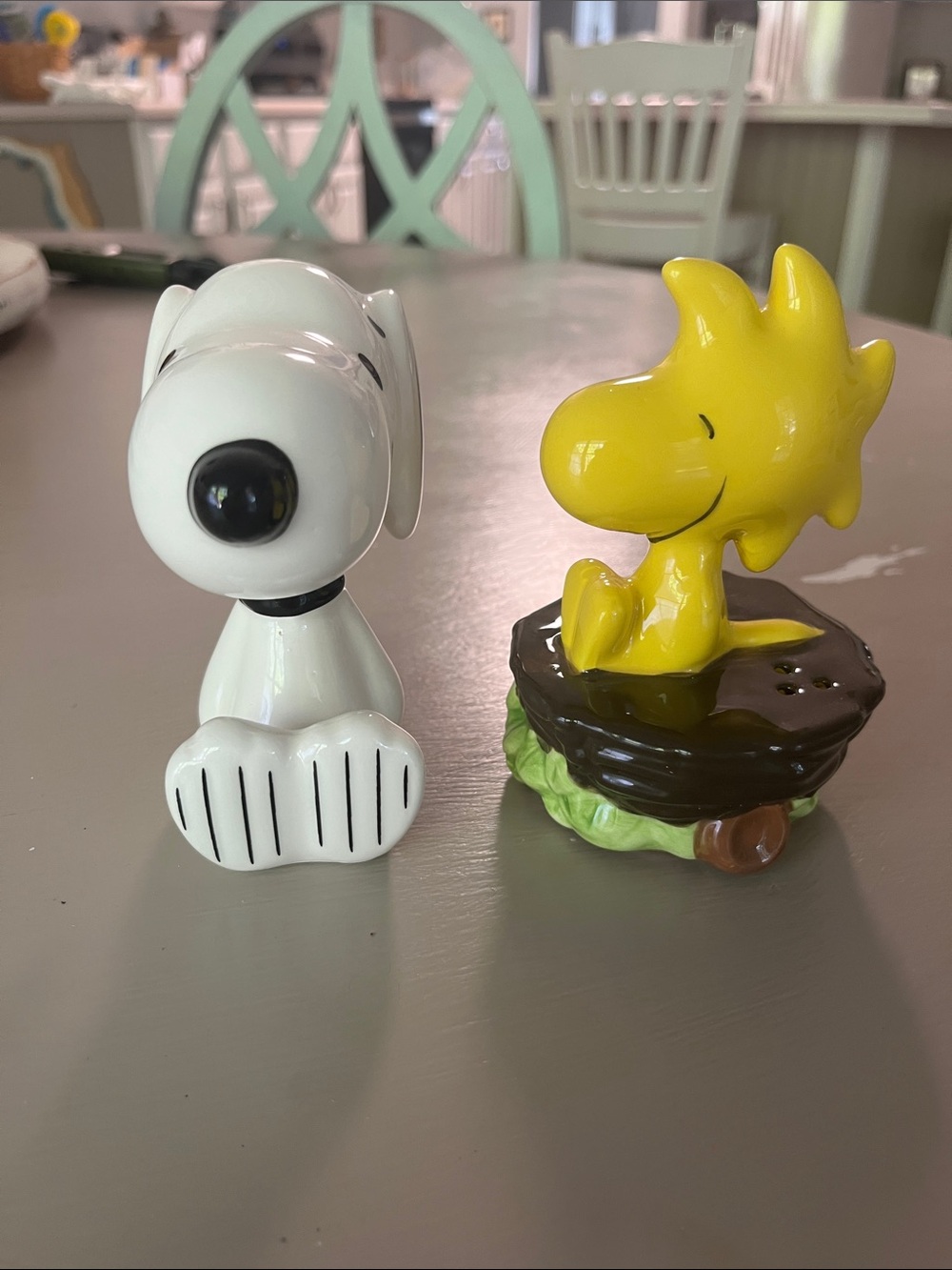Snoopy & Woodstock Ceramic Salt and Pepper Sakers - White & Yellow